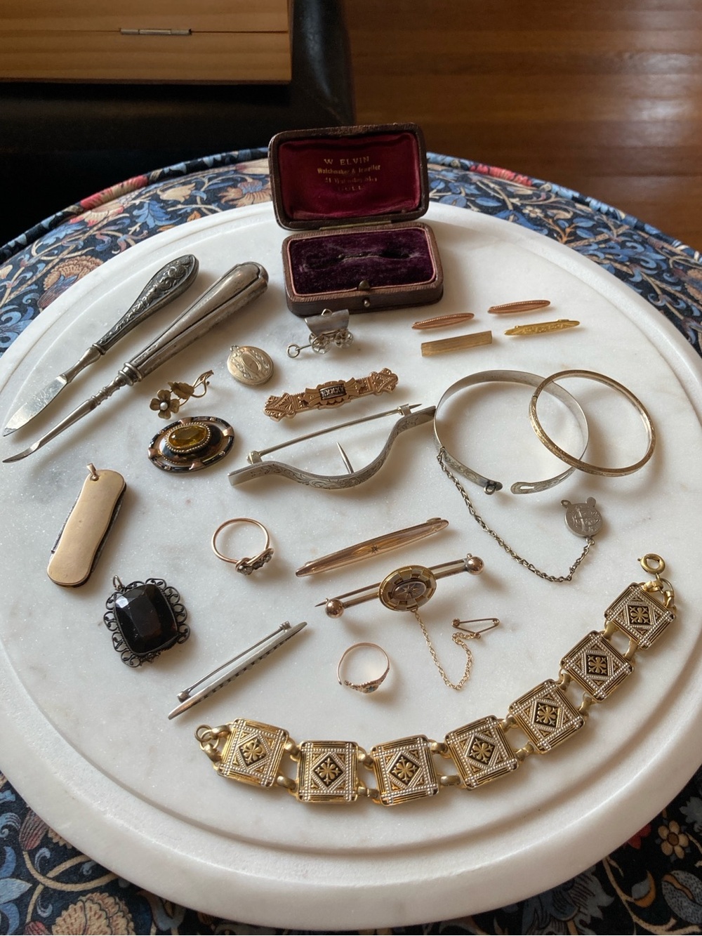 Antique Victorian Diamond, Gold-Filled & Sterling Silver Jewelry Lot